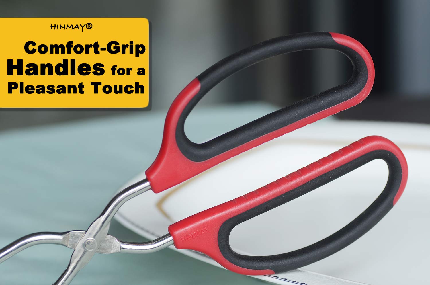 HINMAY Stainless Steel Scissor Tongs 10-Inch | Effortless Grip for Kitchen Tasks - Image 5