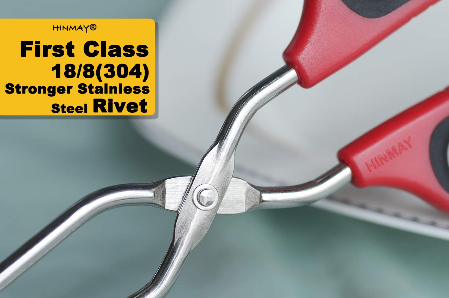 HINMAY Stainless Steel Scissor Tongs 10-Inch | Effortless Grip for Kitchen Tasks - Image 4