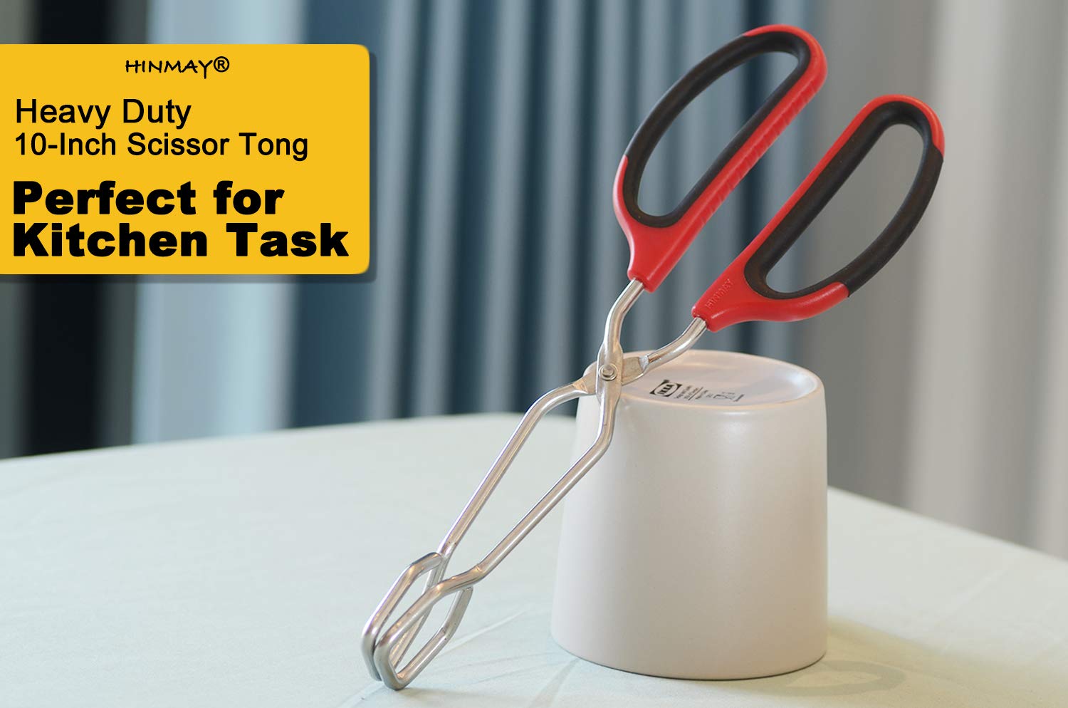 HINMAY Stainless Steel Scissor Tongs 10-Inch | Effortless Grip for Kitchen Tasks - Image 6