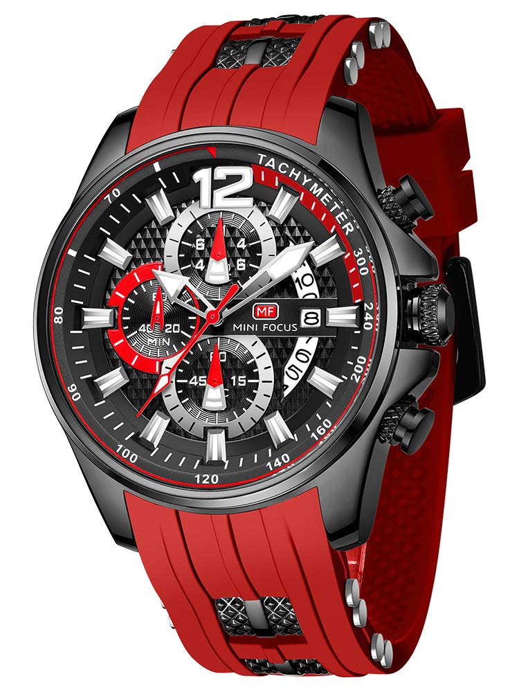 AIMES Analog Chronograph Watch for Men | Stylish Red Silicon Strap, Waterproof, Luminous (₹7,908)