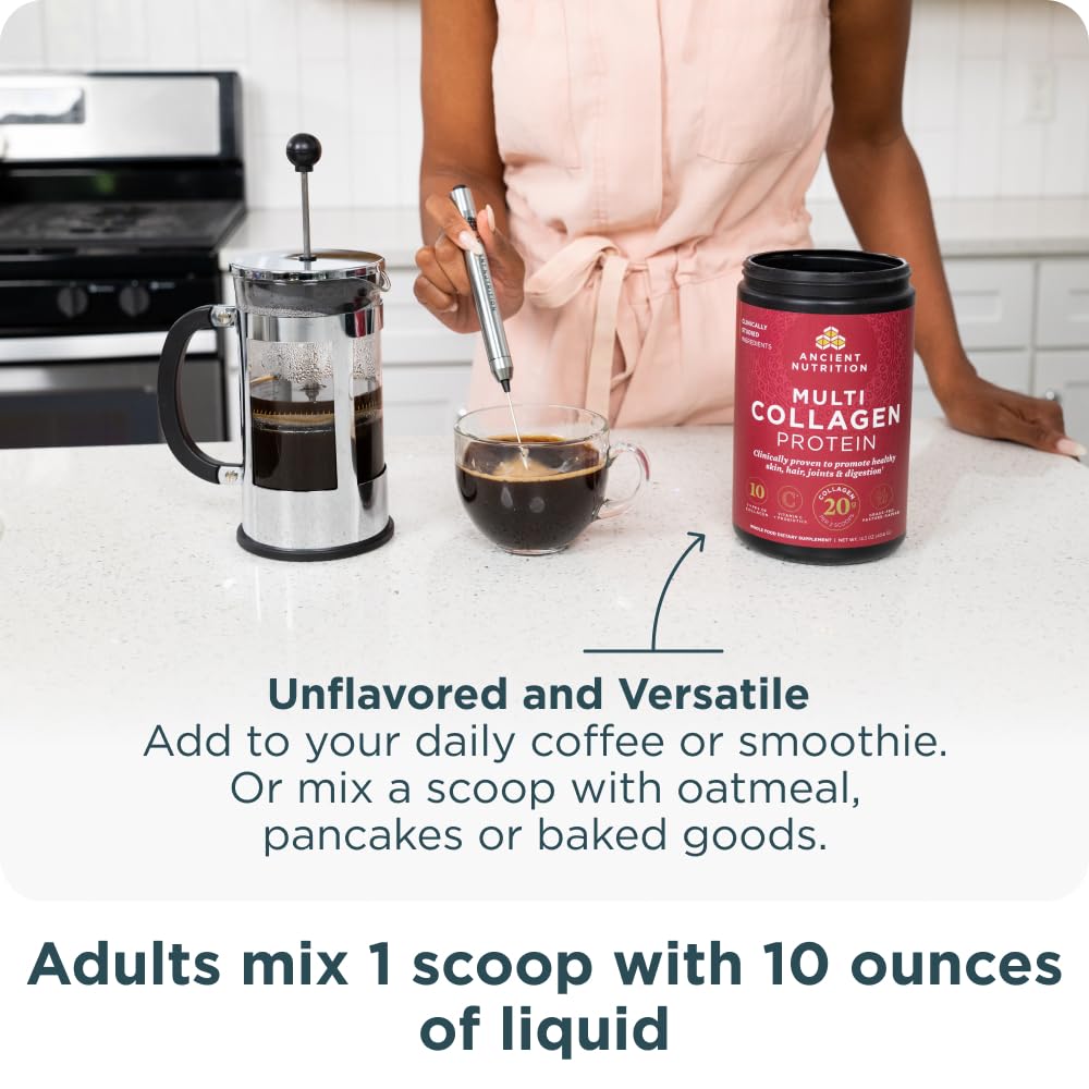 Ancient Nutrition Multi Collagen Protein Powder with Probiotics 45 Servings (16oz) | Support Skin, Nails & Gut Health - Image 5