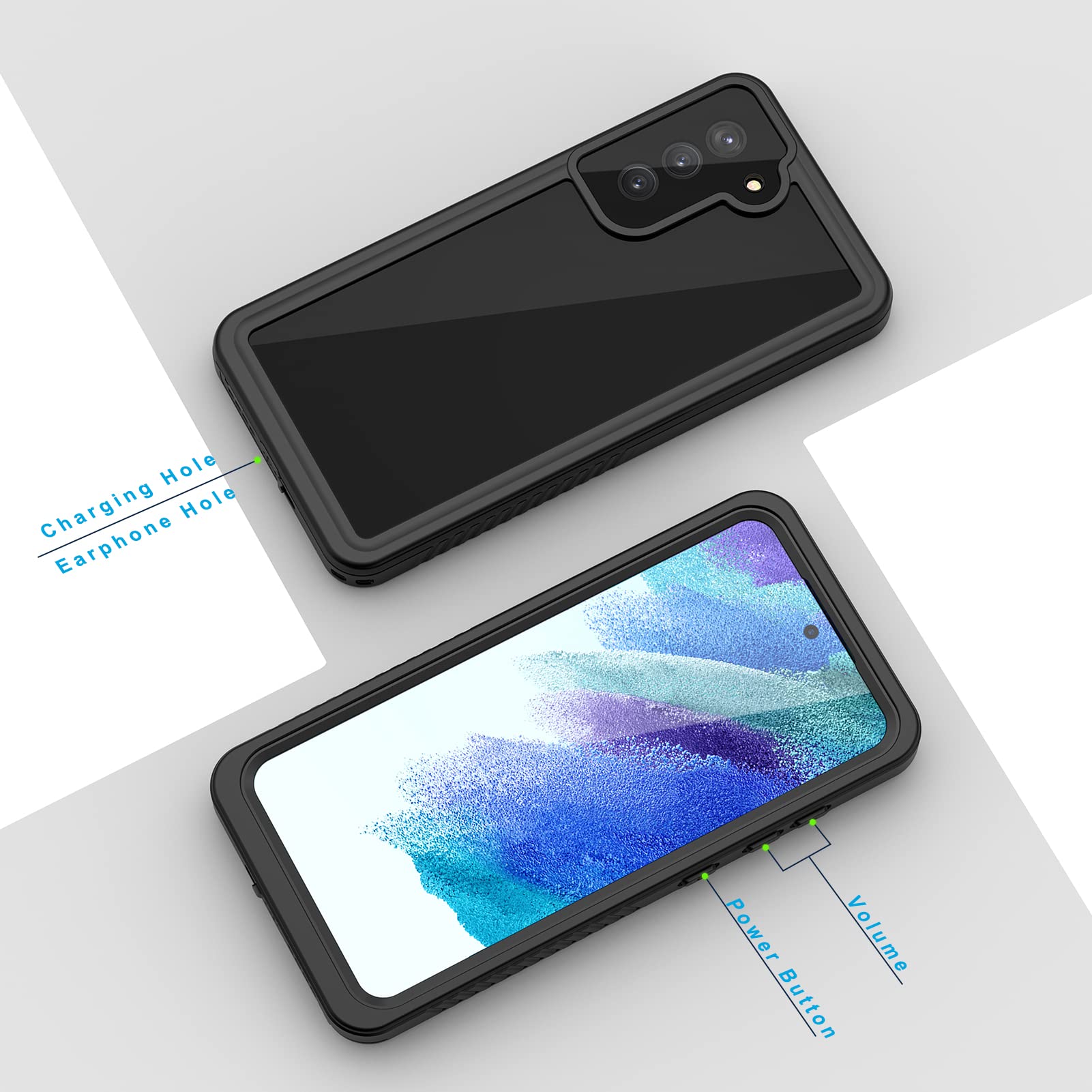 Lanhiem Galaxy S21 FE Case (Black/Clear) | IP68 Waterproof & Dustproof Protection - Image 6