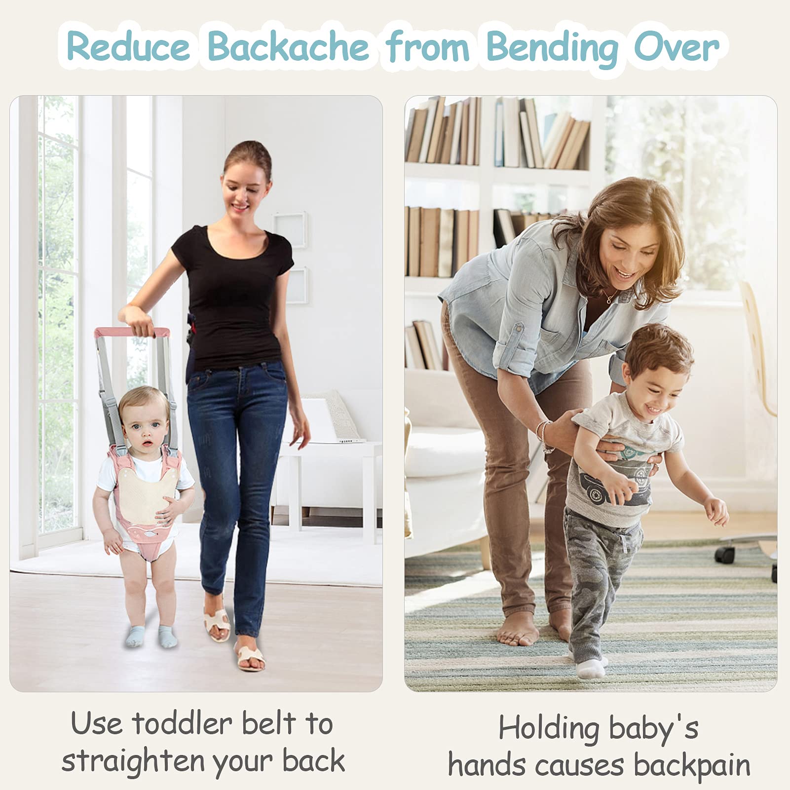 Ocanoiy Baby Walking Harness Pink | Safe & Adjustable Toddler Walker Assistant - Image 5