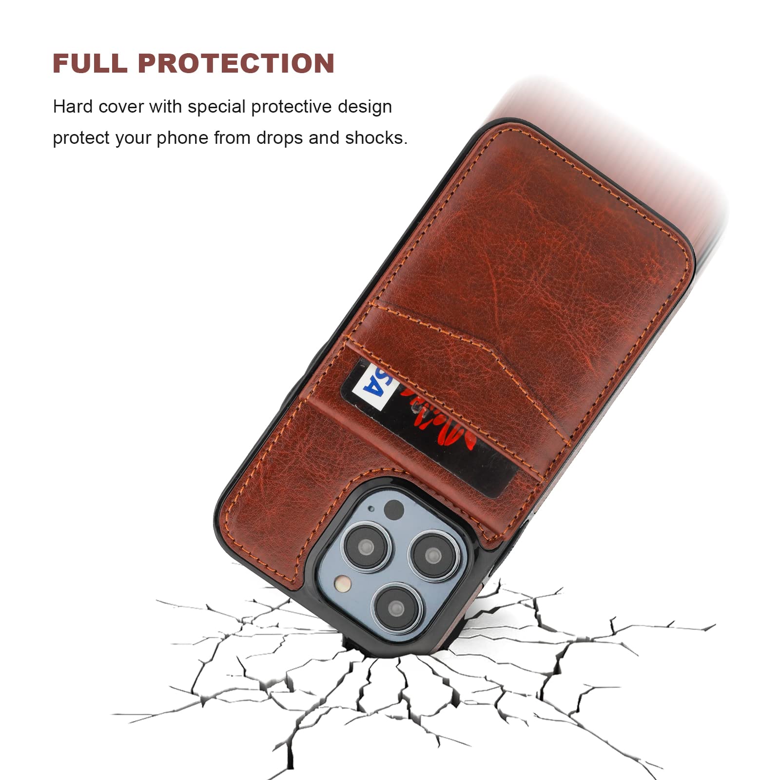 KIHUWEY iPhone 14 Pro Max Wallet Case (Brown) | Secure 5-Card Holder & Premium Leather - Image 6