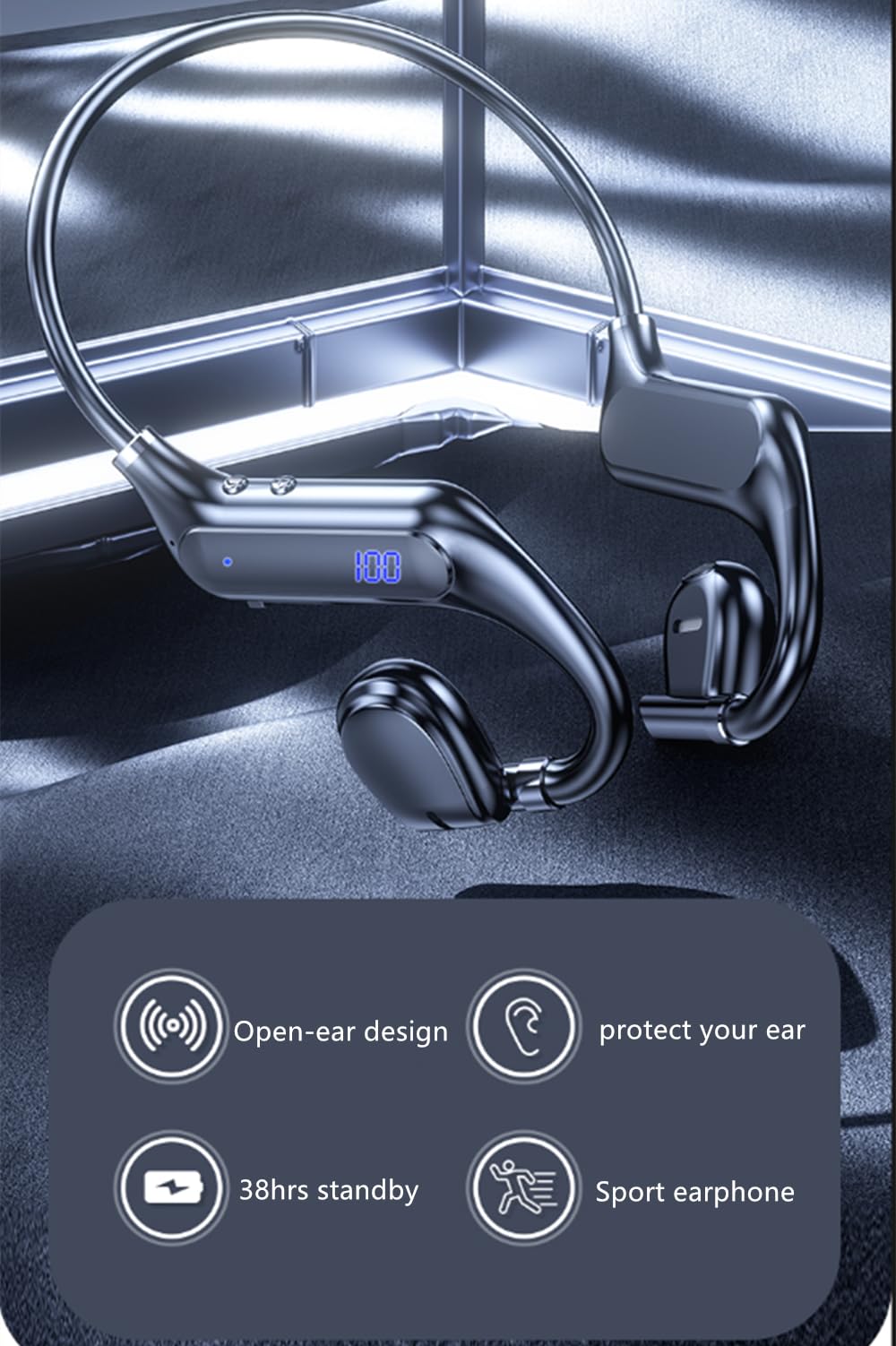 Yenwot Bone Conduction Headphones 38 Hrs Playtime | Hear Music & Surroundings - Image 5