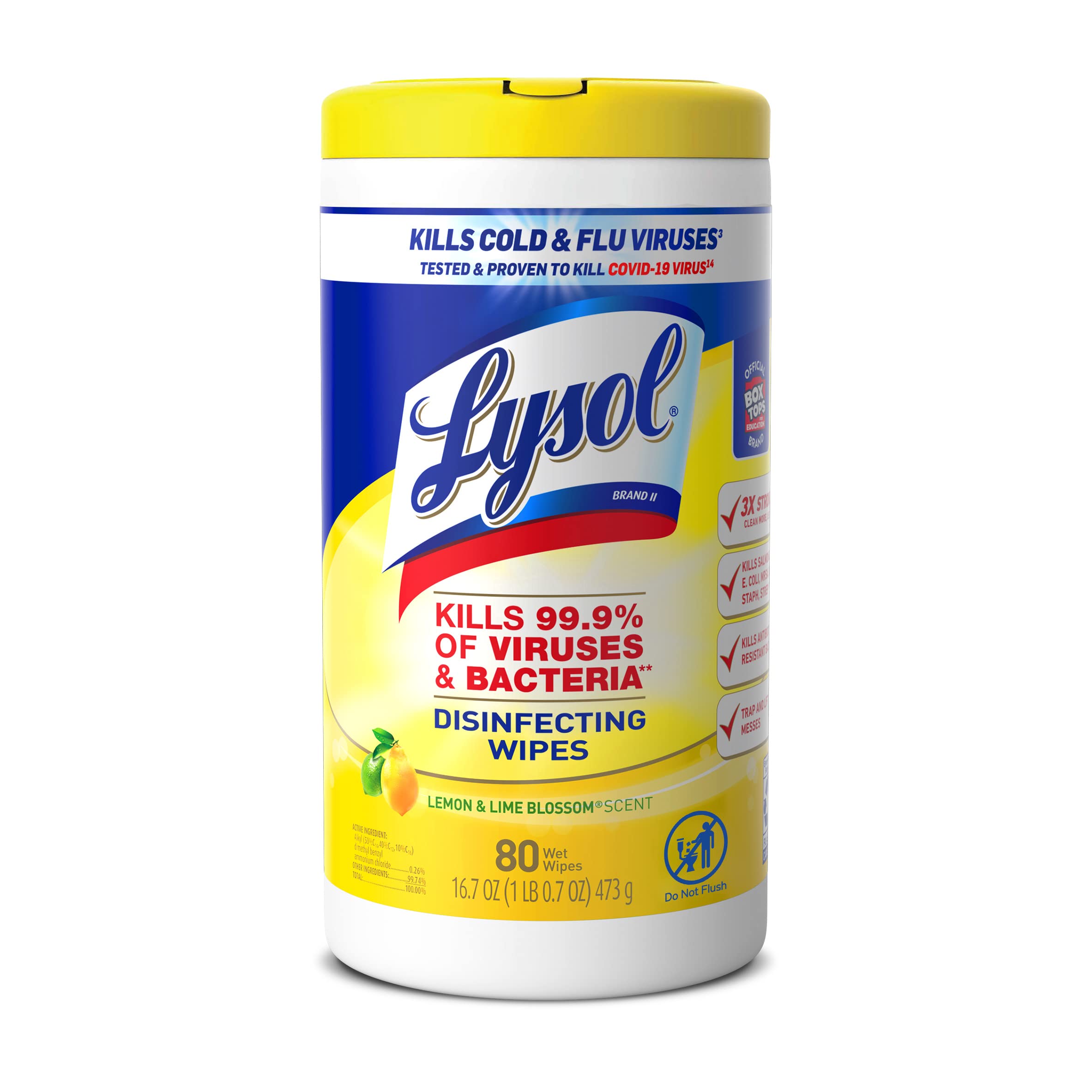Lysol Disinfecting Wipes Bundle Lemon & Lime 80 Count | Kill 99.9% Germs on Every Surface