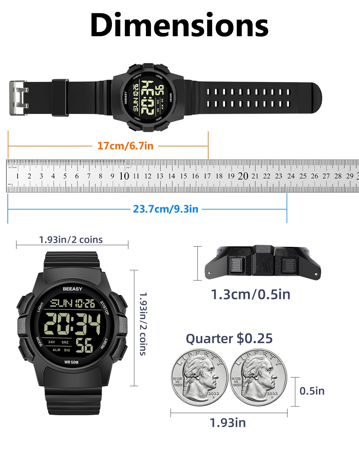 Beeasy Digital Watch for Men | Ultra-clear Display, Waterproof, Shock-resistant (₹3,368) - Image 4