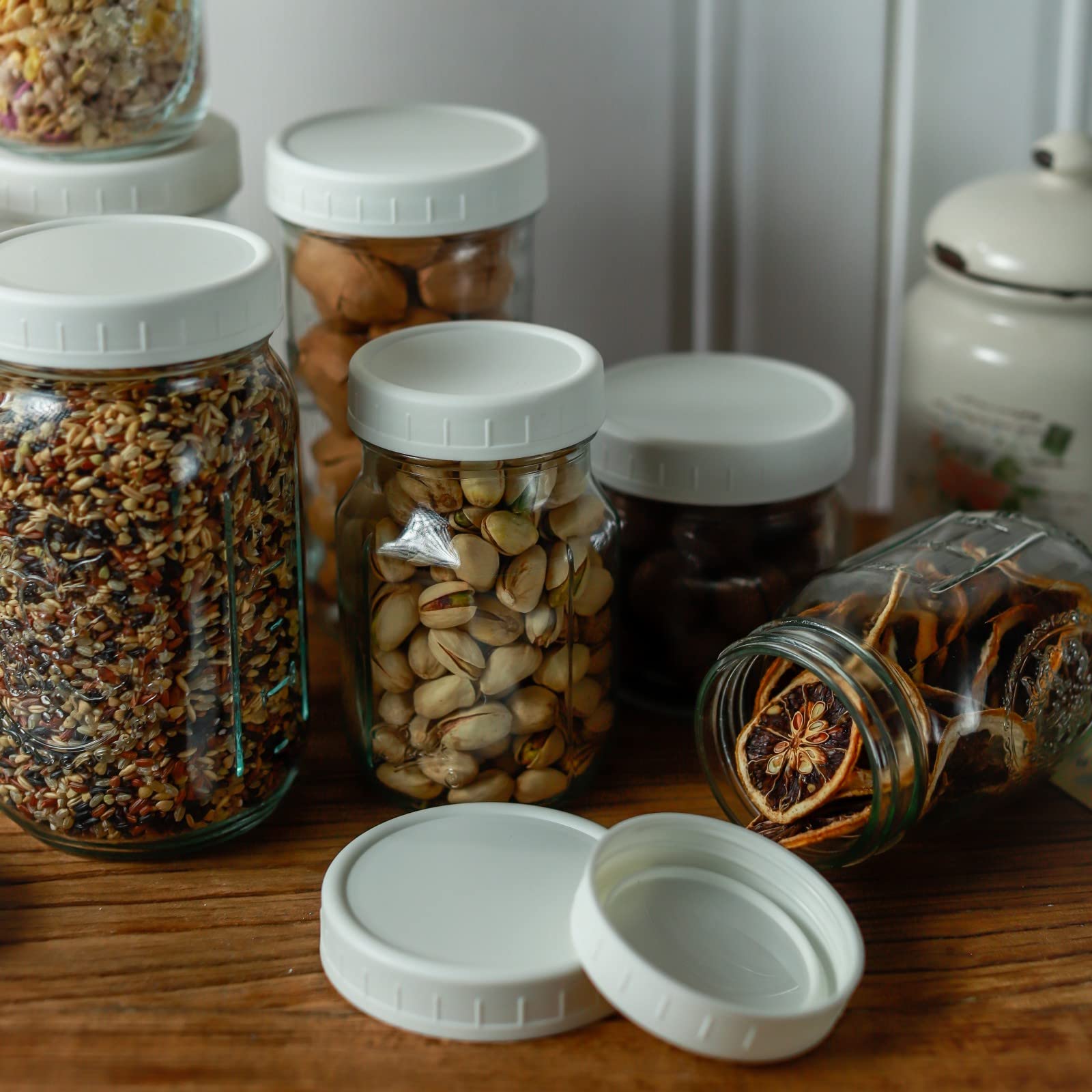Bedgeta 9 Pack White Regular Mouth Mason Jar Lids | Perfect Leak-Proof Seal - Image 4
