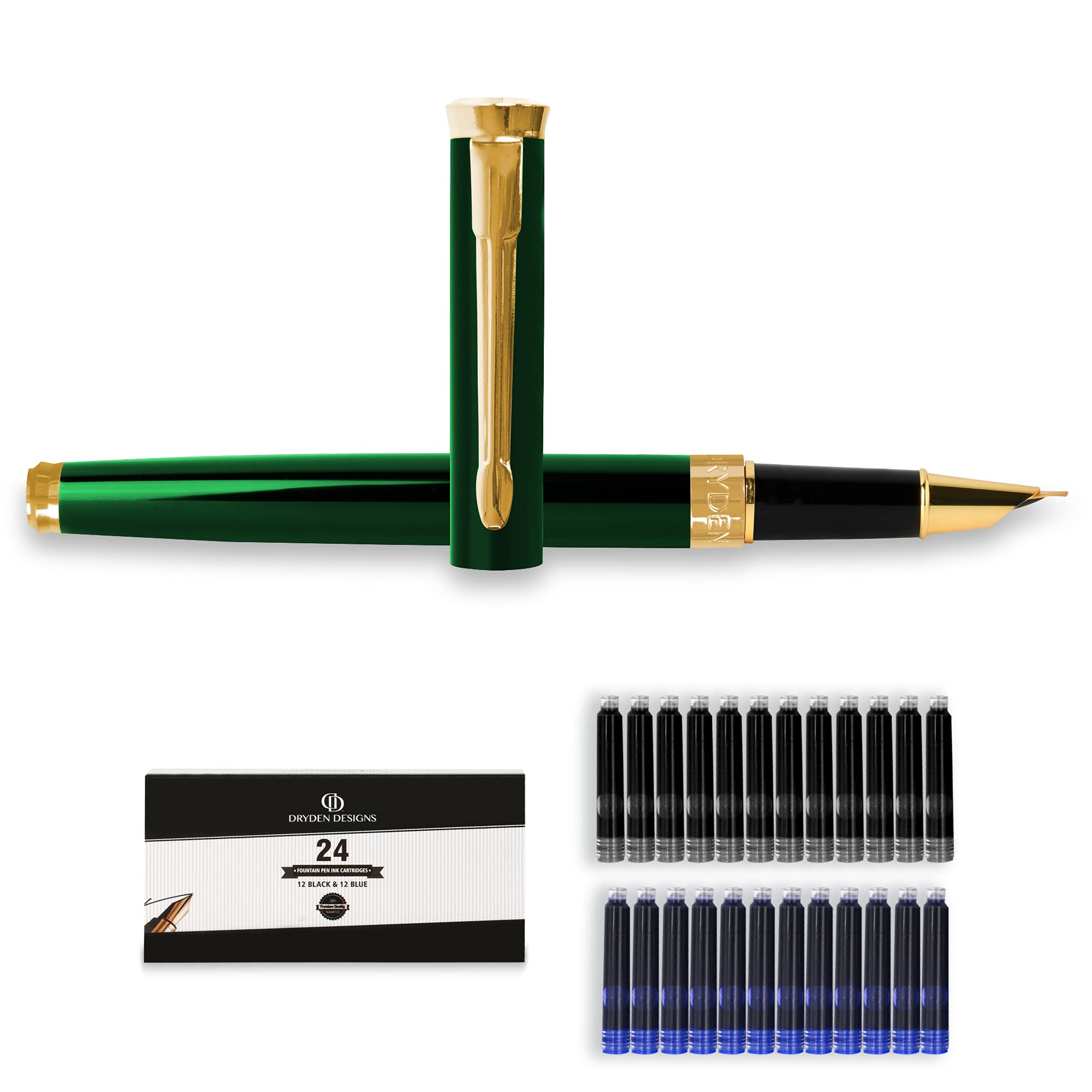 Luxury Green Fountain Pen with Fine Nib | Elegant Writing Experience