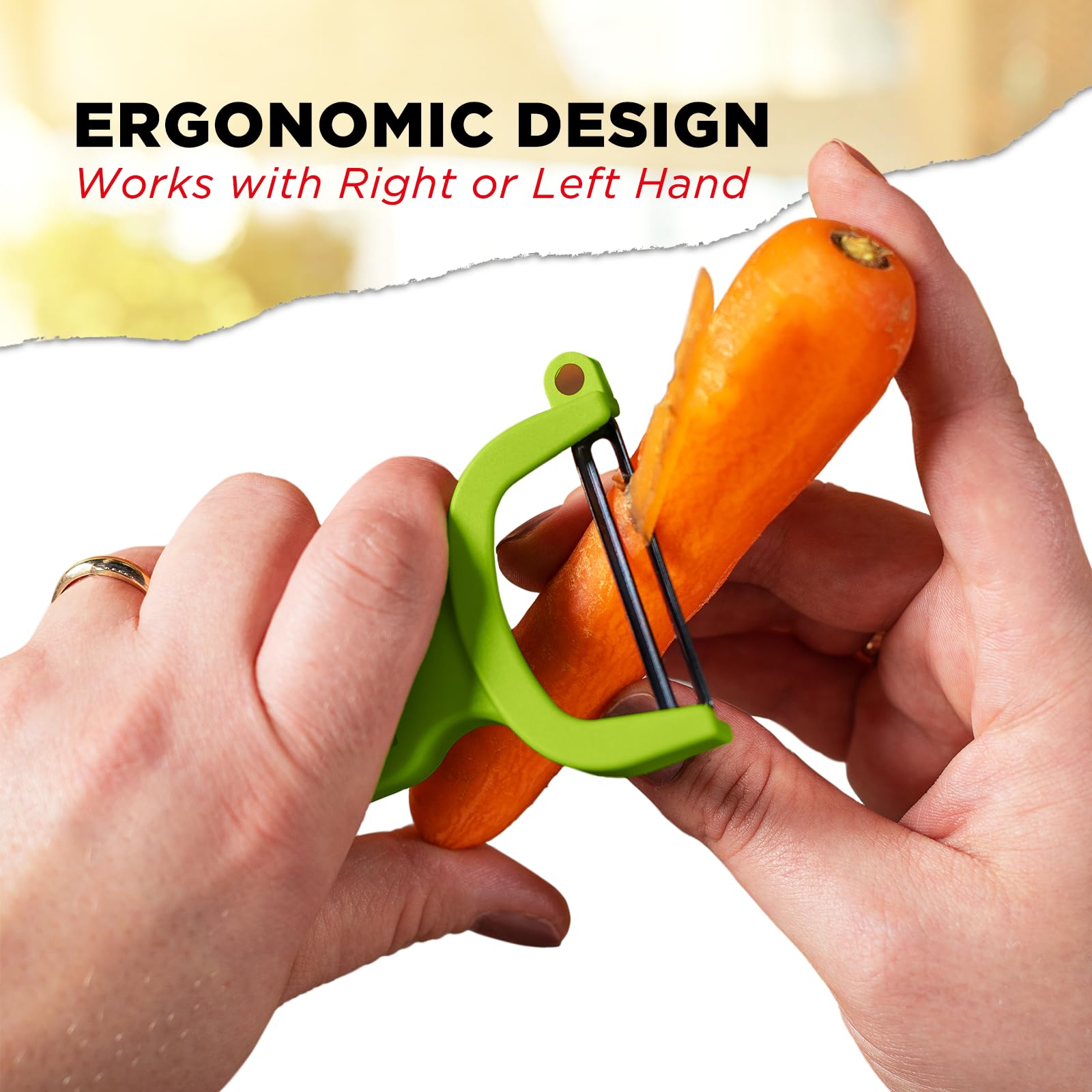 Kuhn Rikon Original Swiss Peeler 3-Pack Red/Green/Yellow | Effortless Peeling - Image 4