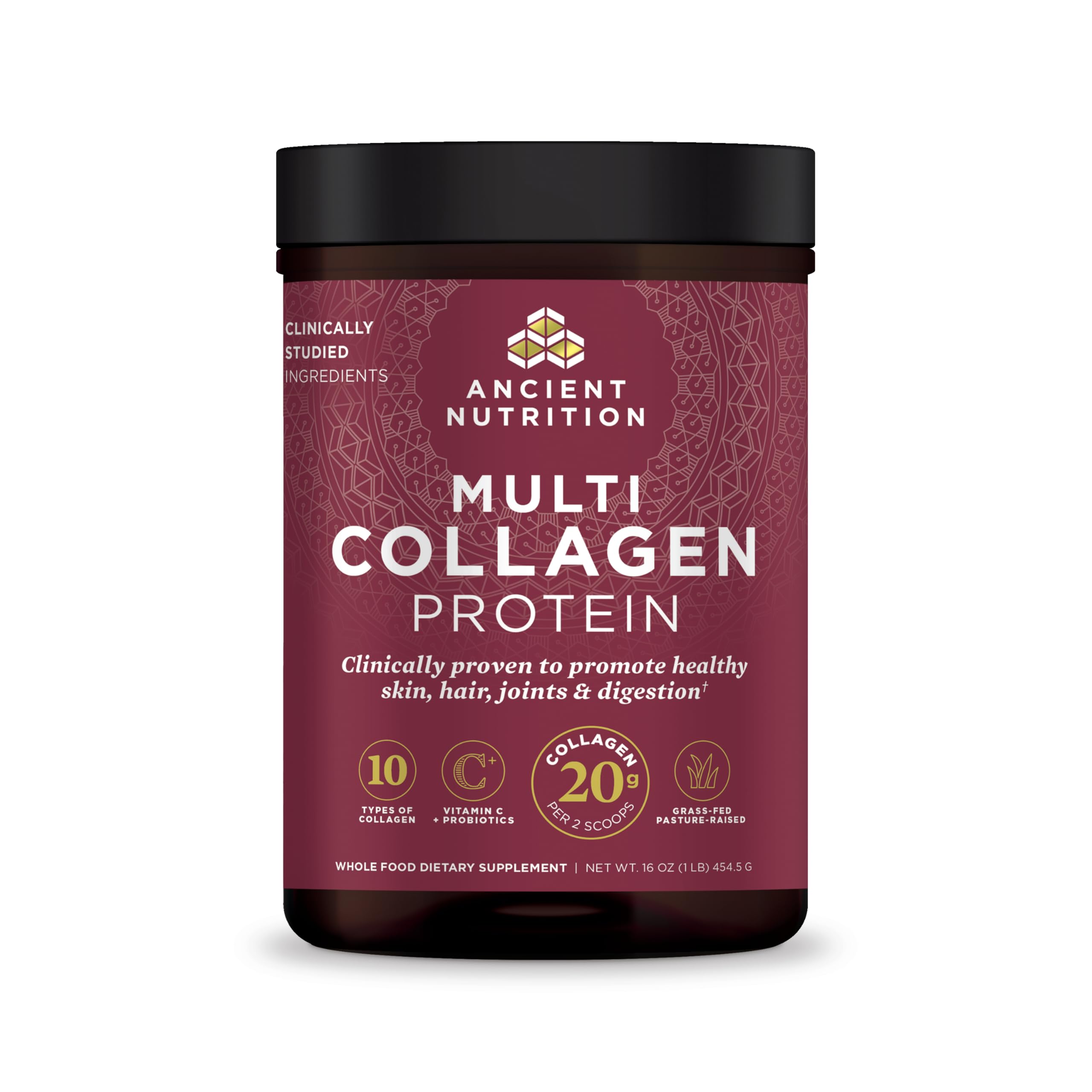 Ancient Nutrition Multi Collagen Protein Powder with Probiotics 45 Servings (16oz) | Support Skin, Nails & Gut Health