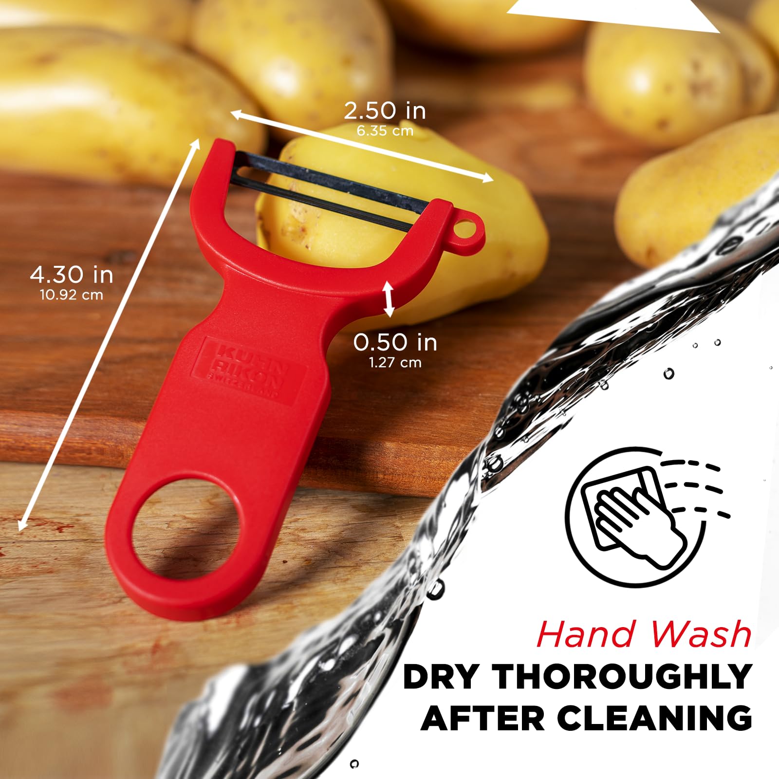 Kuhn Rikon Original Swiss Peeler 3-Pack Red/Green/Yellow | Effortless Peeling - Image 6