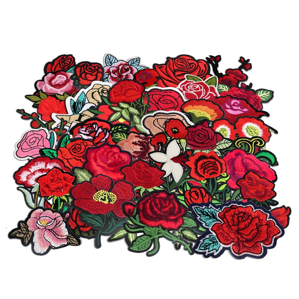 Sorrento Crafts Rose Flower Patches (24pcs) | Beautiful Embroidery for Your Style
