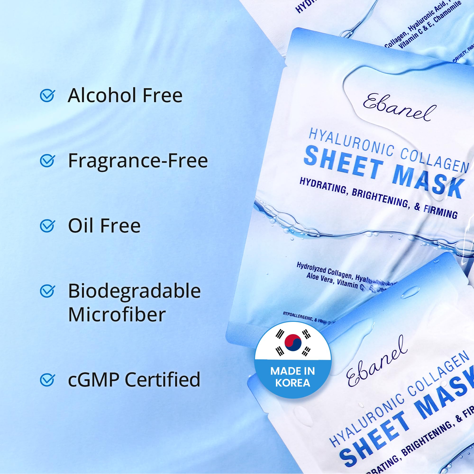 Ebanel Collagen Face Mask 15 Pack | Instant Glow & Lasting Hydration with Hyaluronic Acid - Image 6