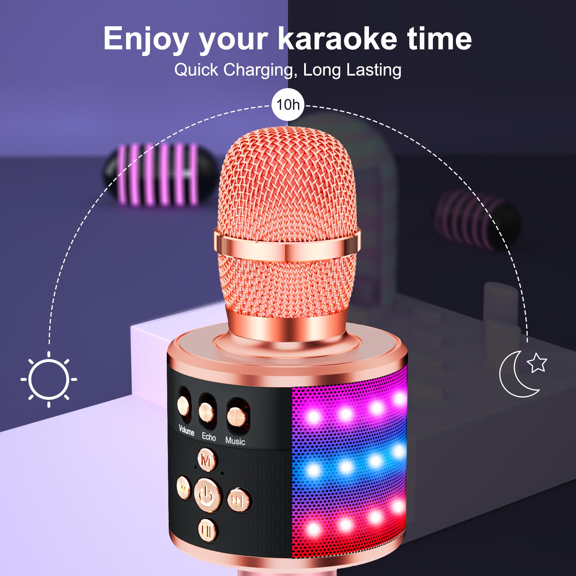 BONAOK Karaoke Microphone for Kids & Adults (Rose Gold) | Sing Your Heart Out Anywhere - Image 5