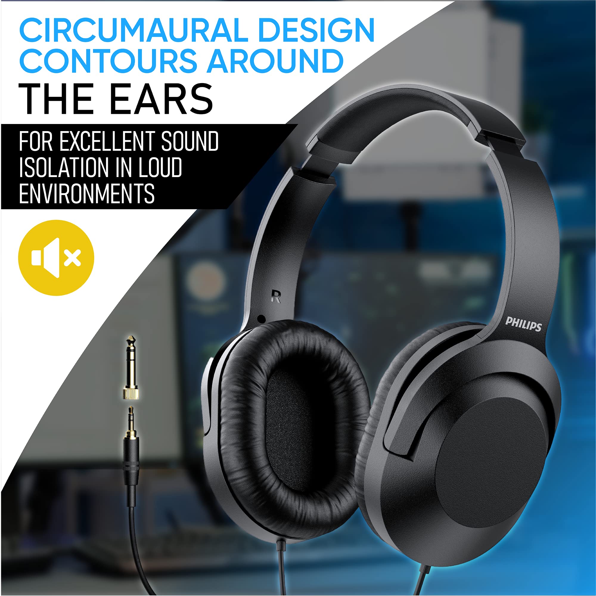 Philips SHP9500 Over-Ear Headphones 3.05m | Crystal Clear Audio for Studio & Podcasts - Image 6
